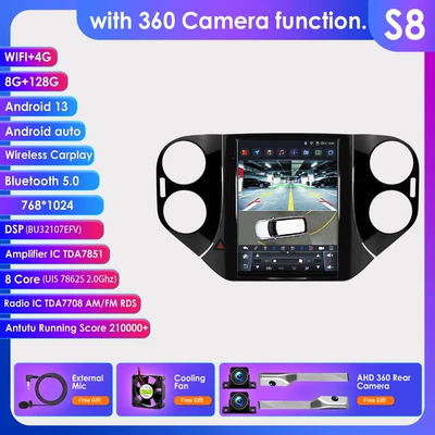 DVD Navigation, for 07-16 Volkswagen Tiguan vertical - with-360-camera-8128g-wifi4g-lte-version-7862-carplay-eight-core-97inch-suitable-for-07-16-volkswagen-tiguan