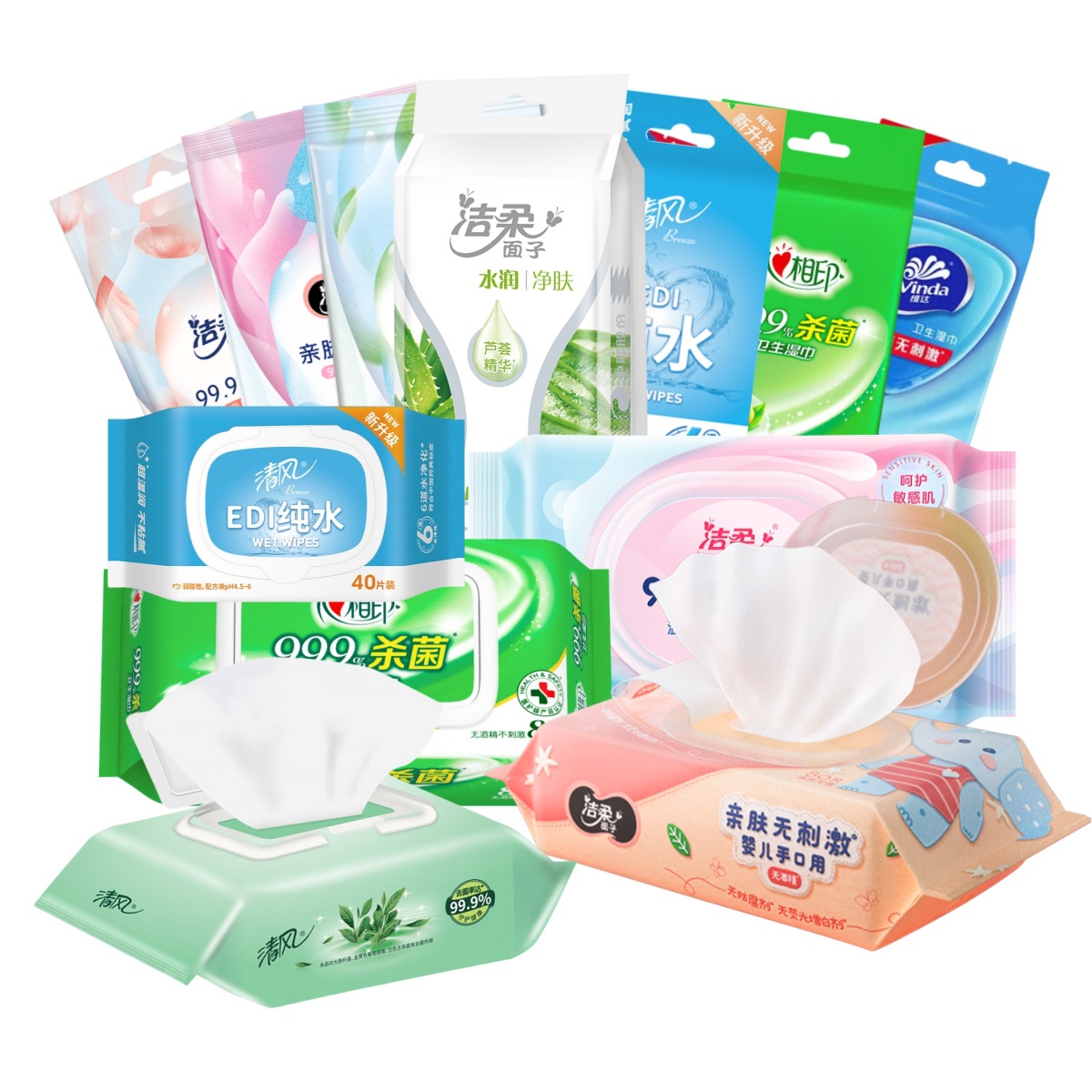 Lightning warehouse supermarket purchase wet wipes alcohol sanitary wipes independent packaging with cover wet wipes wholesale portable