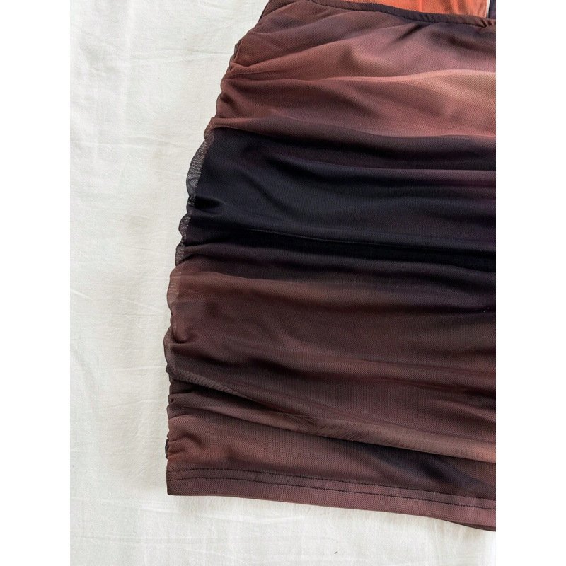 T 14213 Aliexpress nuevo comercio exterior transfronterizo retro teñido impresión abstracta profunda V-collar