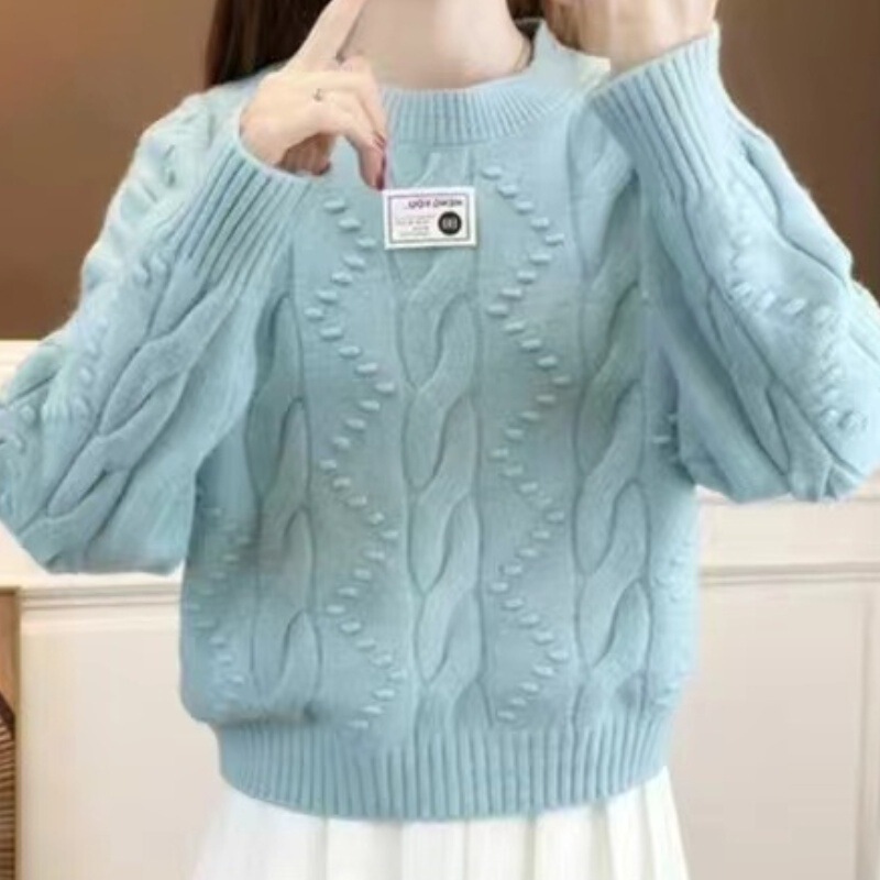 European and American Lazy Style Round Neck Fashionable Knitwear Women's 2025 New Outwear Knitwear Long-Sleeved Spring & Fall Tops Wholesale