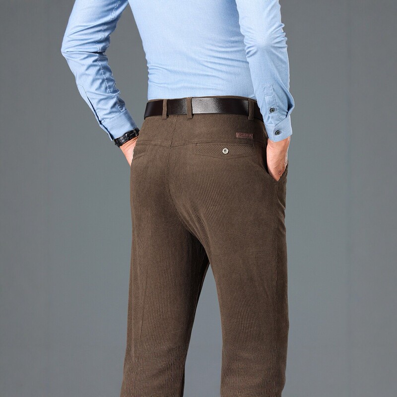 Corduroy men's pants, new autumn and winter style, straight casual pants for middle-aged men, business slim-fit long pants, thick corduroy trousers
