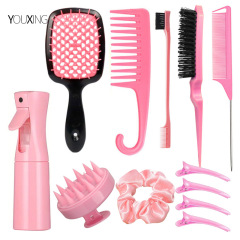 外貿美發工具梳子套裝寬齒梳洗髮梳尖尾梳眉刷髮夾洗頭刷發圈噴壺