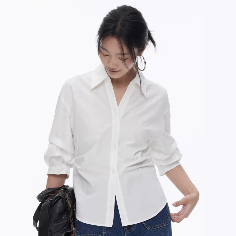 RPB BRAND understated and sophisticated fashion wear, Lyocell three-quarter sleeve shirt with waist-cinching design, commuter top RPB BRAND understated and sophisticated fashion wear, Lyocell three-quarter sleeve shirt with waist-cinching design, commuter top