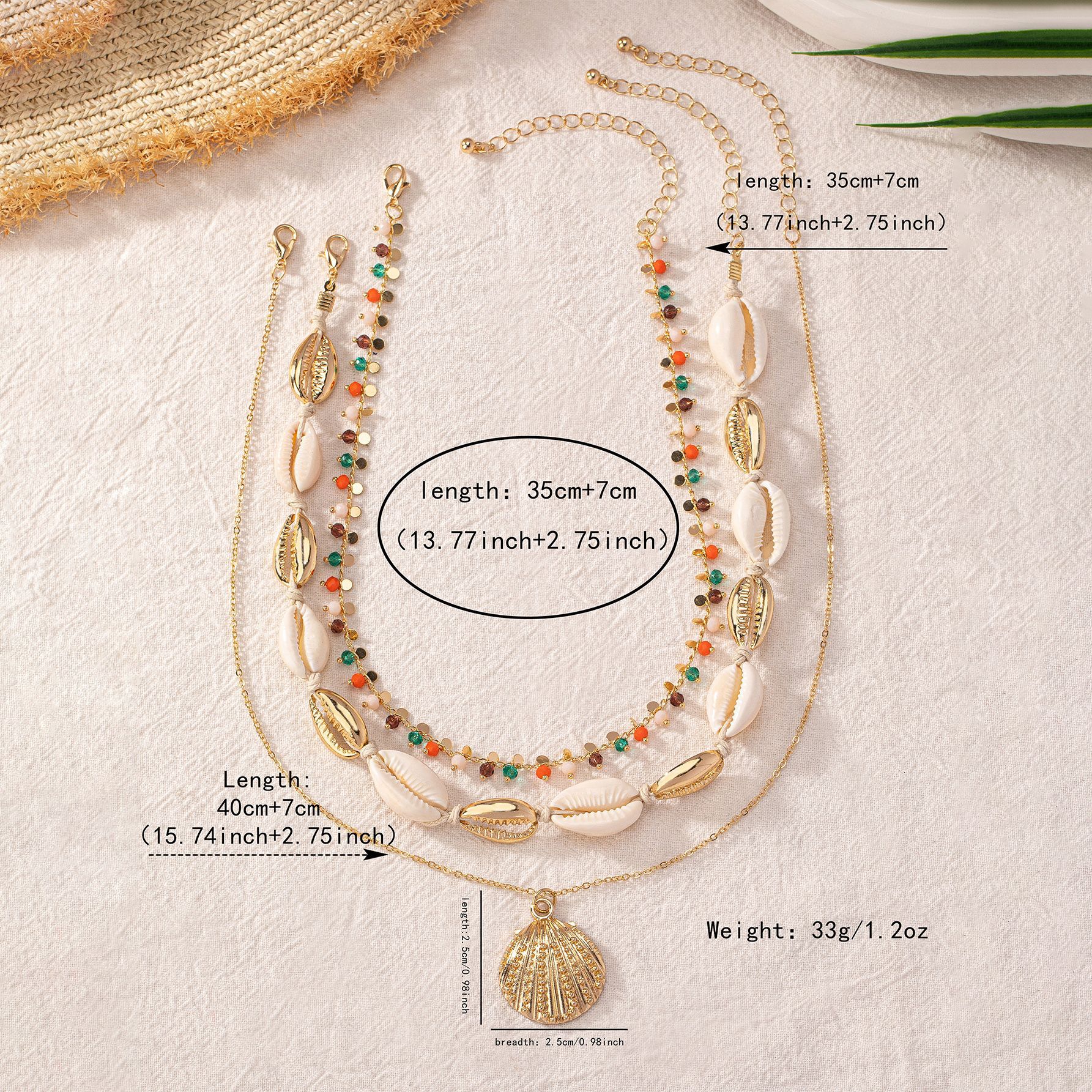 Alloy Material Geometric, Scallop, Shell Pattern Women's Gender Plating Design Vacation Bohemian Marine Style Geometric Scallop Shell Alloy Wholesale Pendant Necklace Necklace