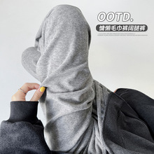 灰色软糯毛巾阔腿裤女秋冬新款慵懒风休闲直筒裤显瘦阔腿加绒裤子