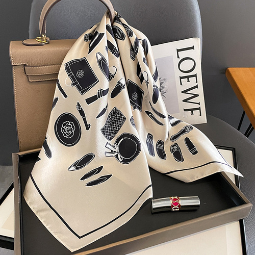  new temperament silk square scarf for women 70 mulberry silk decorative scarf shawl neck protection cold scarf western style