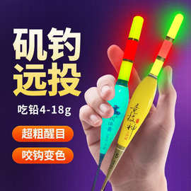 新款日夜两用咬钩变色矶钓夜光漂路滑漂鱼漂路滑远投大物电子漂