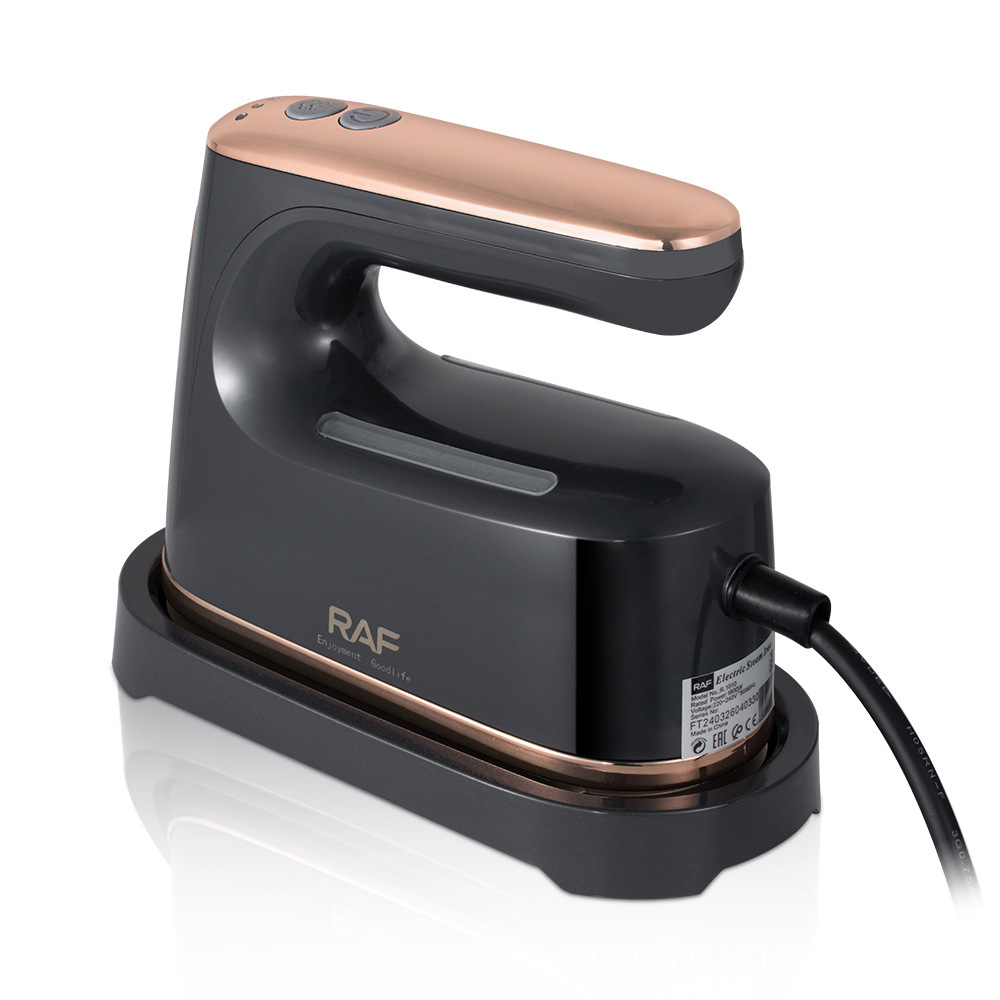 Máquina de planchar colgante de mano estándar europea RAF, plancha eléctrica plegable pequeña portátil para el hogar, máquina de planchar en seco y húmedo
