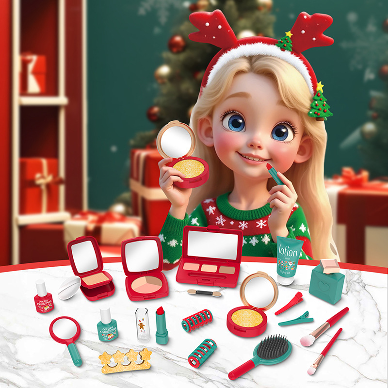 Navidad infantil imitación de sombras de ojos maquillaje juguetes de maquillaje para niñas en el hogar no borrable princesa maquillaje cubierta