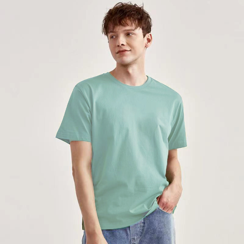 Solid color short sleeve pea green