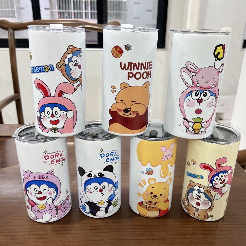 网红拿铁杯20o热升华直杯带吸管不锈钢保温杯便携式外带随行咖啡