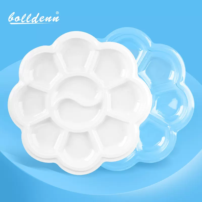 跨境一次性梅花调色盘儿童画画颜料盘免洗11.5cm水彩水粉调色碟