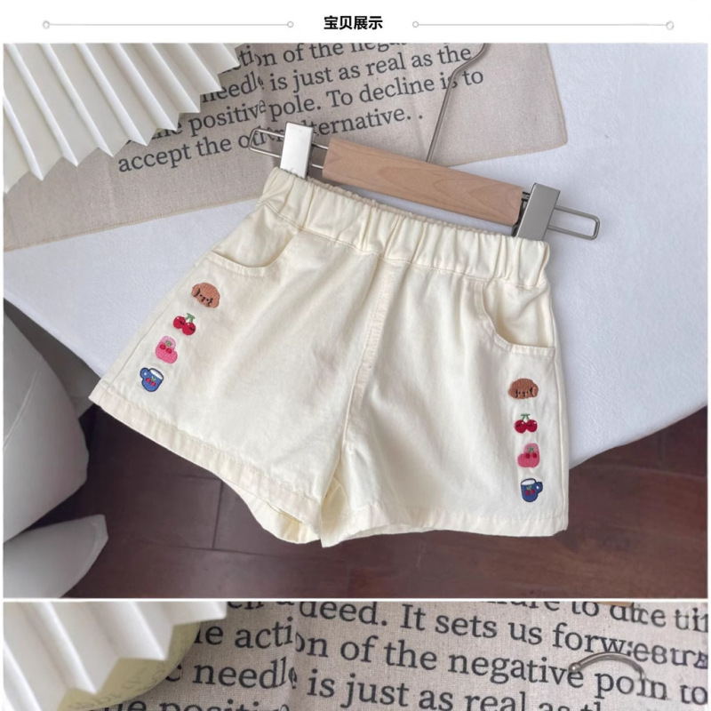 新款儿童洋气时尚小短裤女童刺绣短裤夏装中小童薄款休闲百搭耐用|undefined