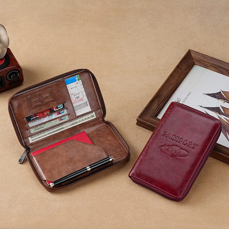 Multifuncional RFID anti-robo de viaje nuevo documento de almacenamiento pasaporte billetera portátil en el extranjero
