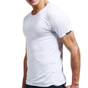 Men's Summer Short-sleeved T-shirt Thin Breathable Round Neck Tight Slim-fit Vest Men's Sports Solid Color Base Undershirt