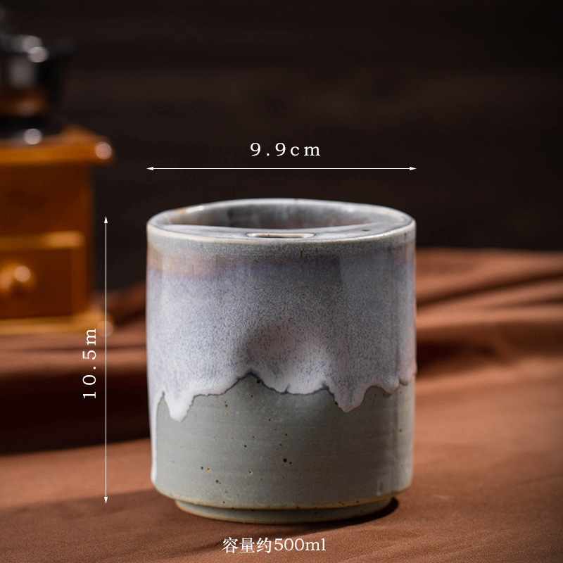 窑变复古咖啡杯水杯创意陶瓷直筒杯大容量吸管杯跨境粗陶马克杯子|undefined