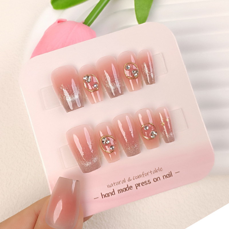Pure Desire Whitening Cat Eye Wearable Nails Pink Gradient Stacked Rhinestone Thick Phototherapy Handmade Nail Tips 24 Pieces Finished Nail Stickers Pure Desire Whitening Cat Eye Wearable Nails Pink Gradient Stacked Rhinestone Thick Phototherapy Handmade Nail Tips 24 Pieces Finished Nail Stickers