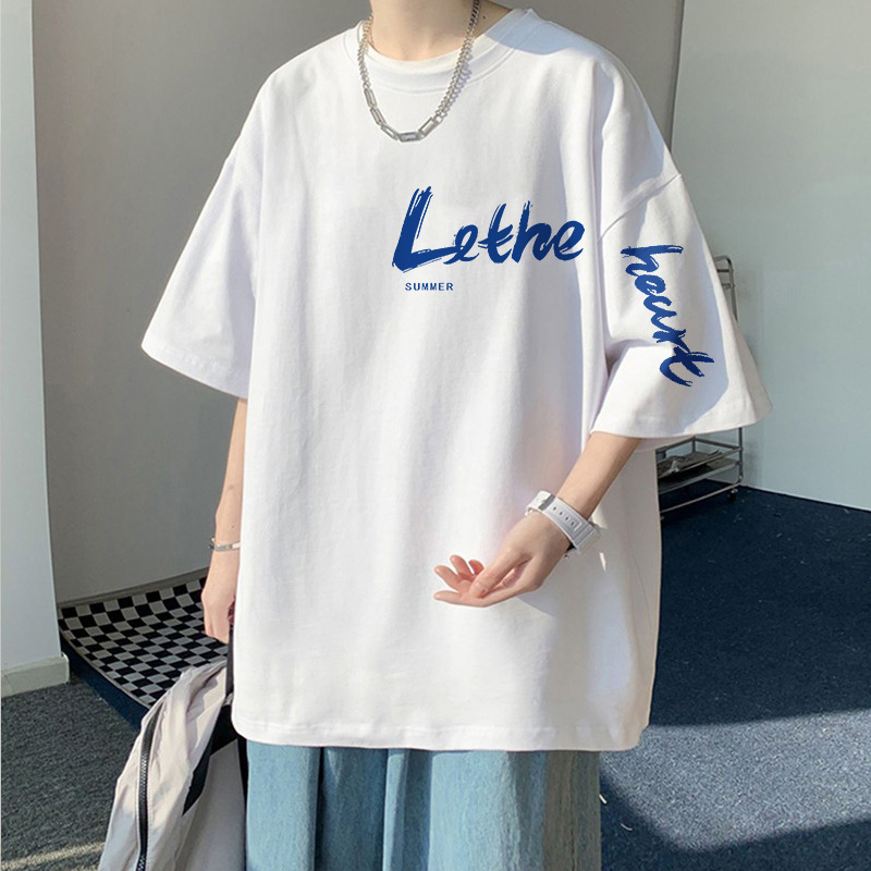 100%纯棉重磅大码宽松2-300斤潮牌短袖T恤男夏季半袖百搭显瘦衣服|undefined