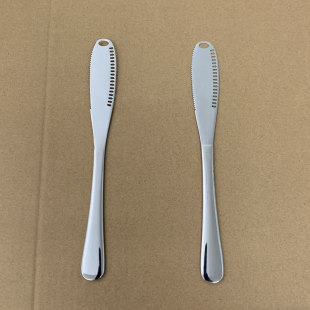 Cross-border Hot 430 Stainless Steel Cheese Knife Creative Butter with Holes Western Food Cheese Butter Knife Bread Jam Knife