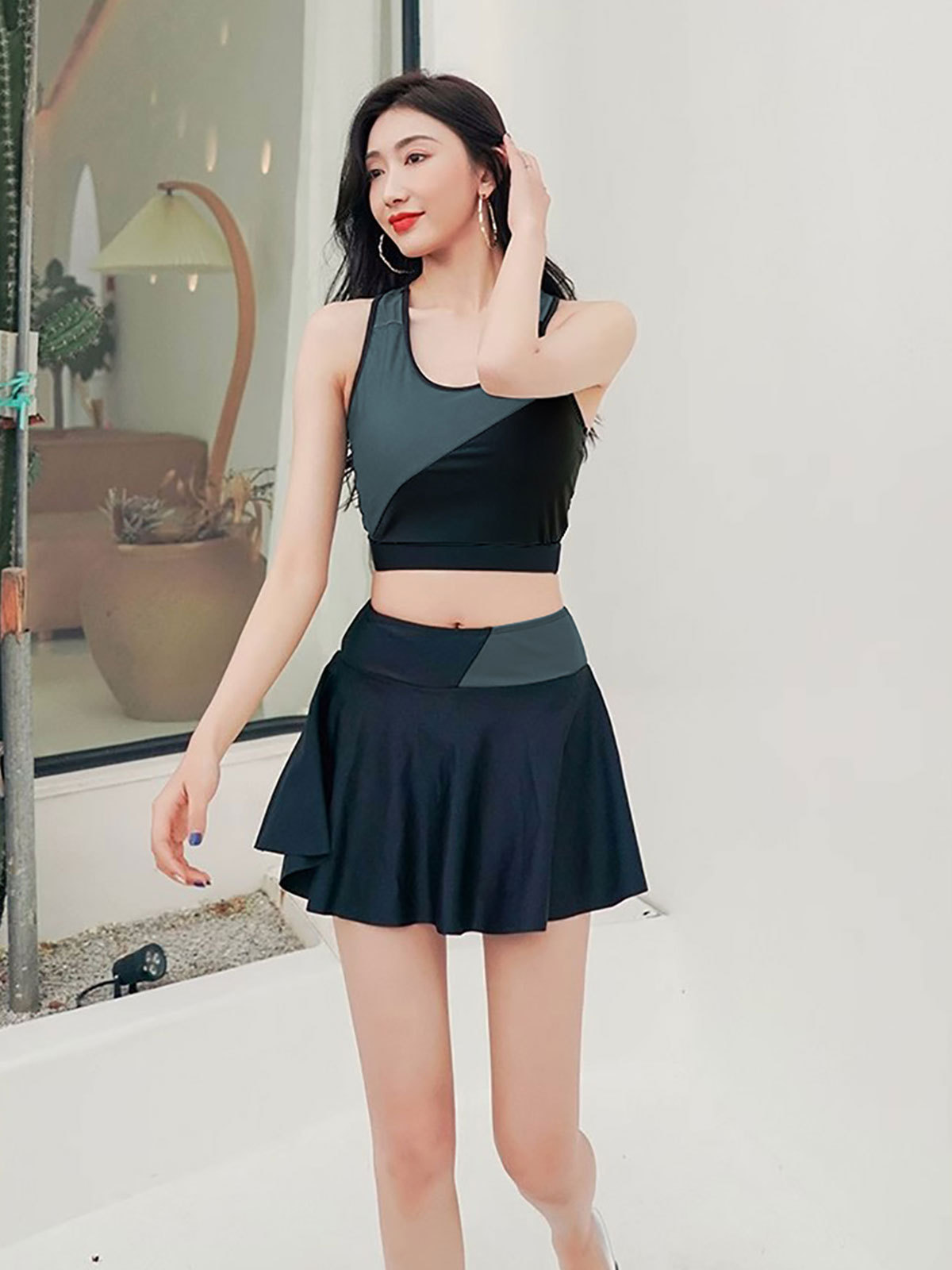 Traje de baño de dos piezas de las mujeres de aguas termales puro deseo estilo de dos piezas conjunto popular boxeador conservador 2024 nuevo traje de baño