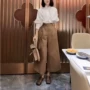 高腰灯笼袖显瘦新款阔腿裤