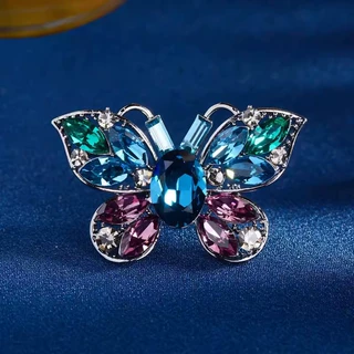 欧美复古蝴蝶胸针男女配饰仿水晶昆虫设计感小众气质胸花服装别针