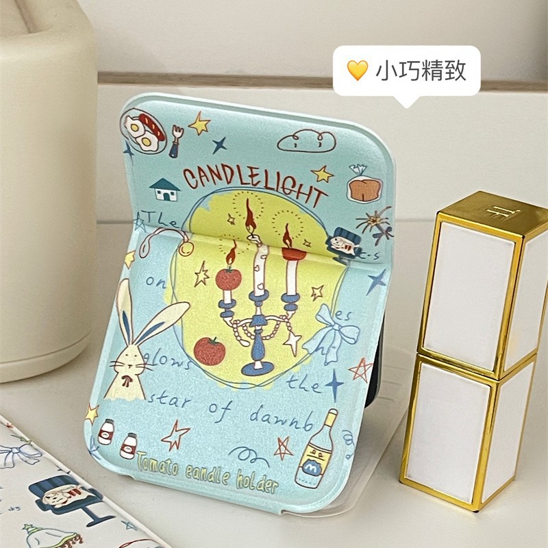 Espejo de maquillaje encantador pequeño espejo plegable dormitorio para estudiantes en la oficina para llevar espejo de escritorio espejo de vestir