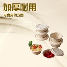 可降解甘蔗浆盒环保一次性纸浆碗加厚圆形快餐盒餐饮外卖商用餐具