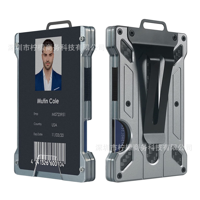Amazon new aluminum alloy card holder transparent badge RFID metal wallet work permit card holder business card holder