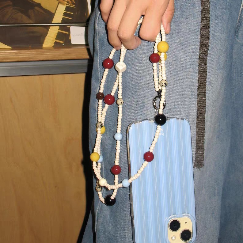 Tomatoes | Original handmade colorful bean minimalist crossbody phone chain/shoulder accessory with contrasting colors.
