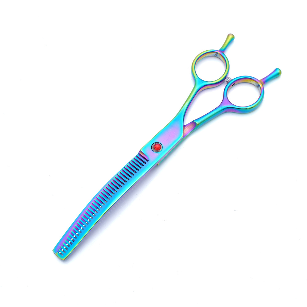 Tijeras para mascotas, tijeras de aseo para perros, tijeras de dientes curvos y recortadas finas, tijeras de pelaje de pelaje, tijeras de hueso de pez curvo, tijeras esponjosas