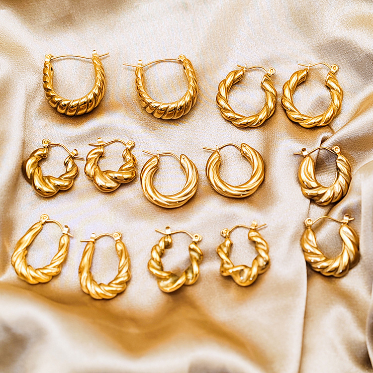 11g Weight 0.05µm-0.08µm Gold Plating Thickness PVD Coated Gold Plating Process 304 Stainless Steel Ear Needle Material 14K Real Gold Plated, Real Gold Plated Plating Material Hoop Earrings Classification 1 Pair Quantity Daily Occasion 304 Stainless Steel Material Geometric Pattern Women's Gender Simple Style Style Waterproof Non Tarnish, Plating Craft PVD Coated 18K Gold Real Gold Plated Geometric Stainless Steel Simple Style Waterproof Non Tarnish Hoop Earrings 10