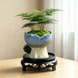 竖纹雕花陶瓷花盆室内绿植拼栽盆阳台养花容器园艺花盆供货商
