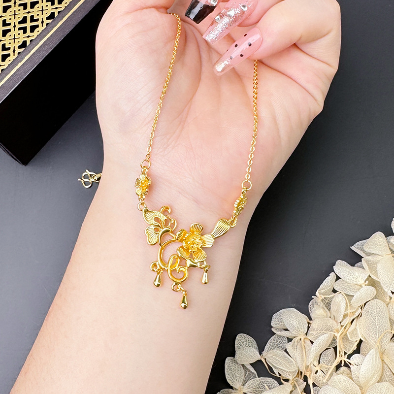 Vietnam oro retro mujer alta sensación collar de flores de vid viento chino no se desvanece joyas de novia de moda al por mayor