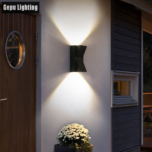 European wall lamp outdoor waterproof plastic shell exterior wall lamp outdoor double head up and down light balcony terrace garden light