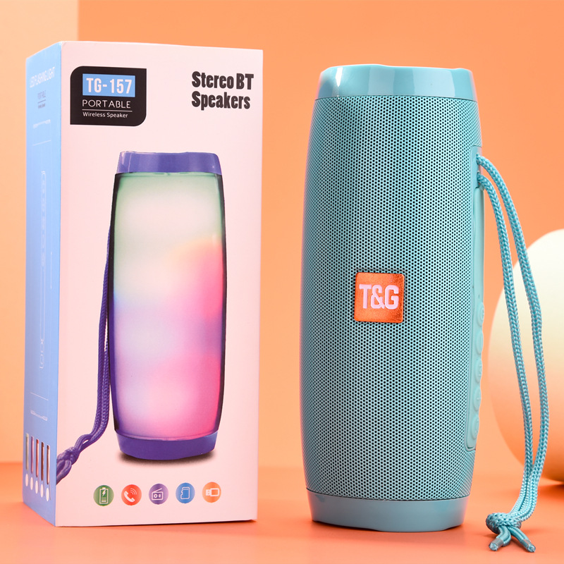 Altavoces duales transfronterizos, altavoz Bluetooth inalámbrico de alto volumen tg157, luz LED portátil para exteriores, altavoz Bluetooth explosivo