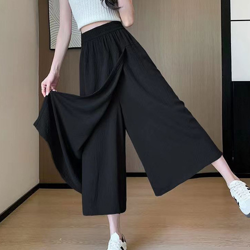 Summer Drape Straight Leg Relaxed Wide Leg Casual 8-Inch Pants Breathable Comfortable High-Waist Loose Women's Casual Pants