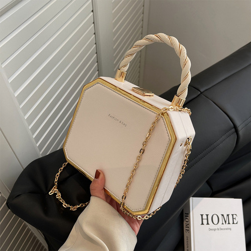 Women's Elegant Simple Versatile Texture Box Bag, Lady  New Arrival Exquisite Chain Crossbody Bag for Women