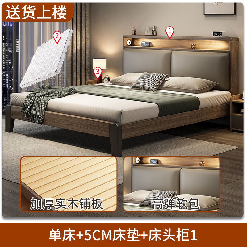 实木床1.8x2米双人床1.5米家用小户型出租房民宿1.2m单人床架|undefined