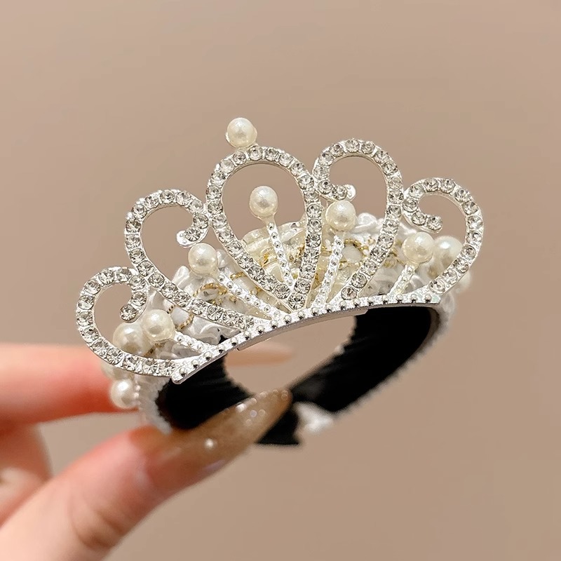 Niña princesa corona broca de pelo bola cabeza artefacto para niños broca de pelo perla broca de caballo broca de pelo toque