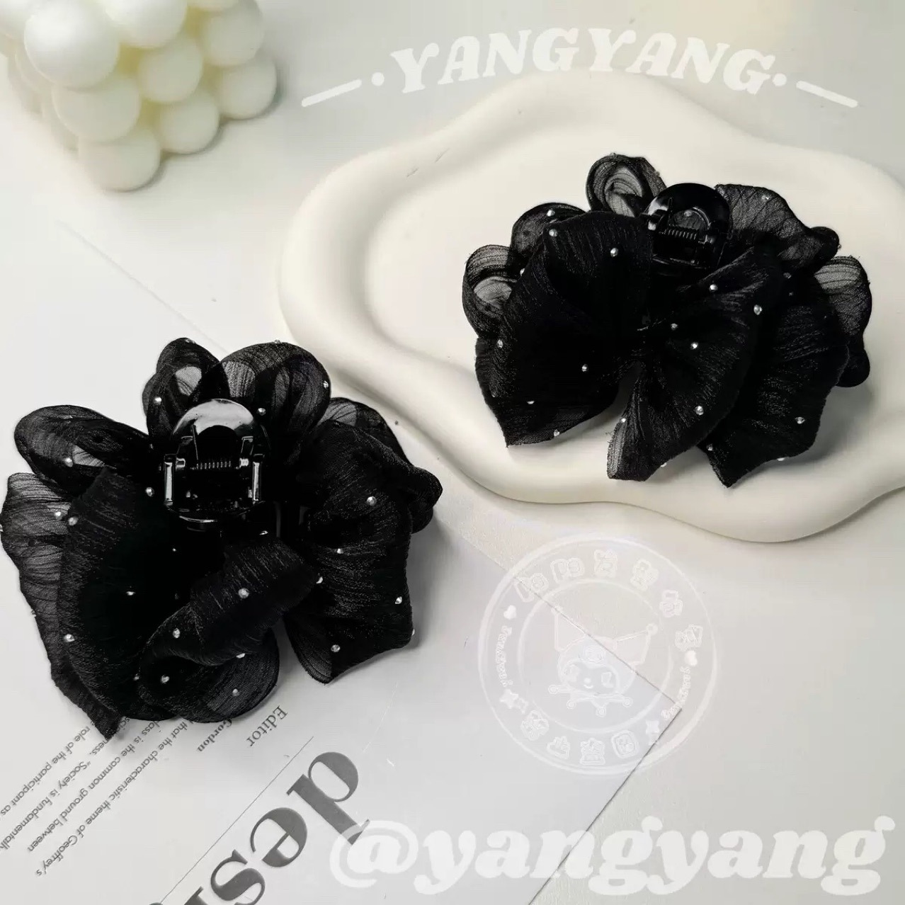 cloud bubble grip female 2024 new mesh barrettes temperament back head high sense shark clip fluffy headdress