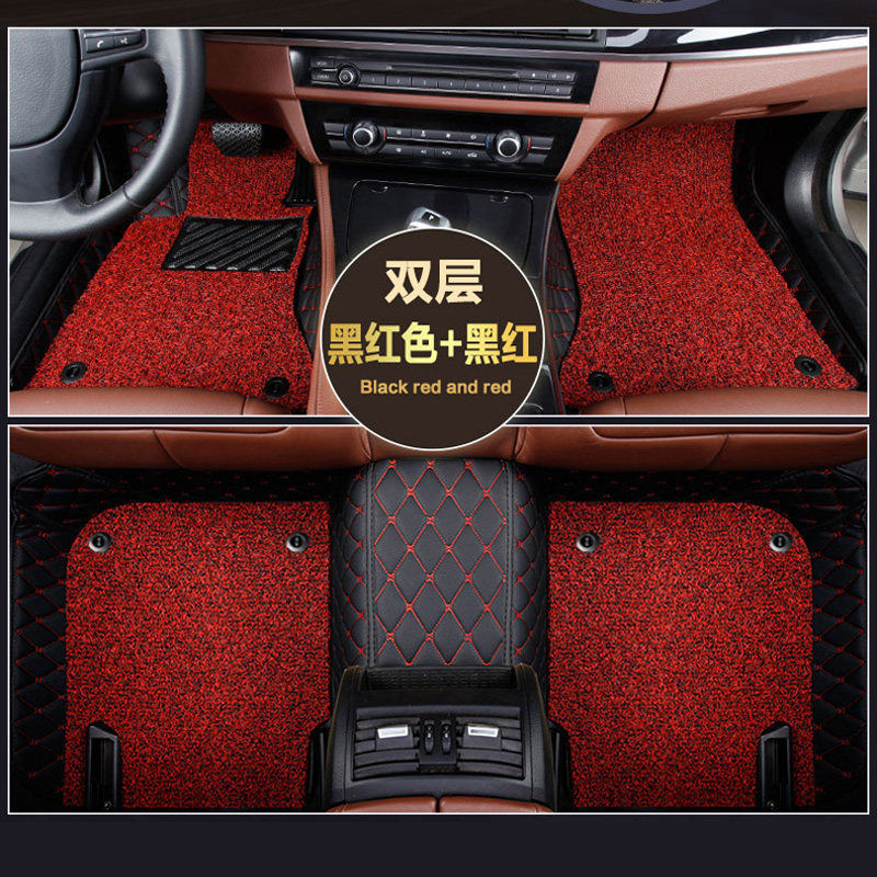 Car Floor Mats — BMW Universal Foot Pad - black-red-black-red-silk-ring-double-layer-phone-pocket-note-car