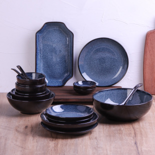 European-style Underglaze Color Star Western Tableware Creative Dish Kiln Glaze Plate Rice Bowl Noodle Soup Bowl Steak Plate Fish Plate