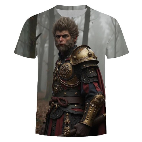 Black Myth Wukong Game Summer Loose American Style Men's 3D T-Shirt