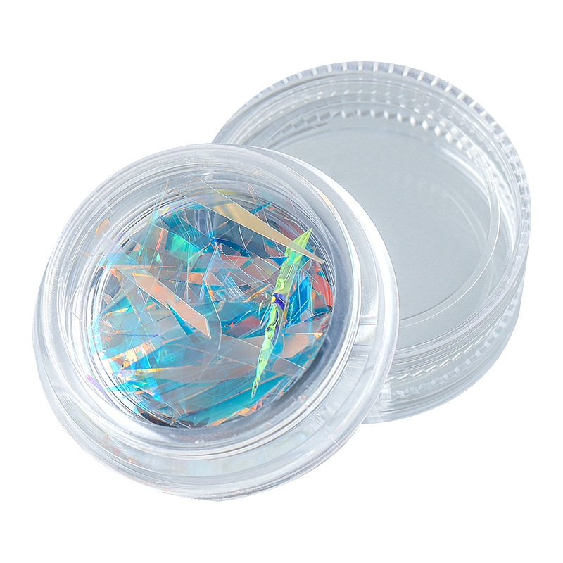 Aurora elfo fragmentos irregulares celofán Corte libre tira flash colorido láser papel uñas pegatina al por mayor