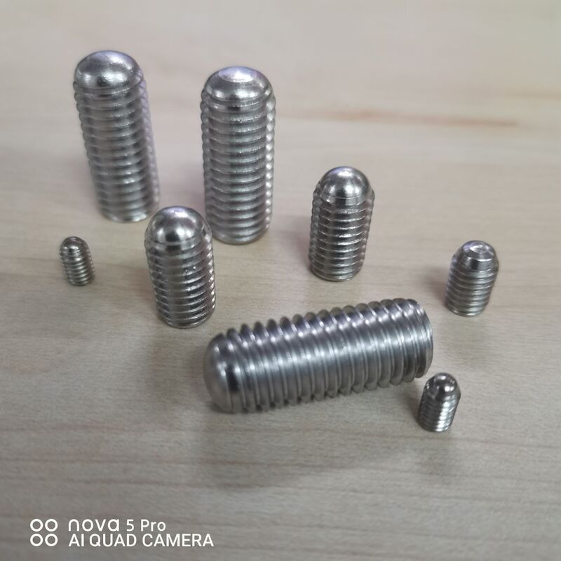 Huiji M2 to M16 Din910 Hexagonal Round Tail Set Screws Stainless Steel 304 Round End Machine Meter Screws