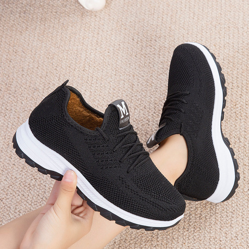 Fleece-lined shoes for women—winter cotton shoes for middle-aged and elderly women, thickened and warm, versatile sports and casual shoes—comfortable and versatile for moms.