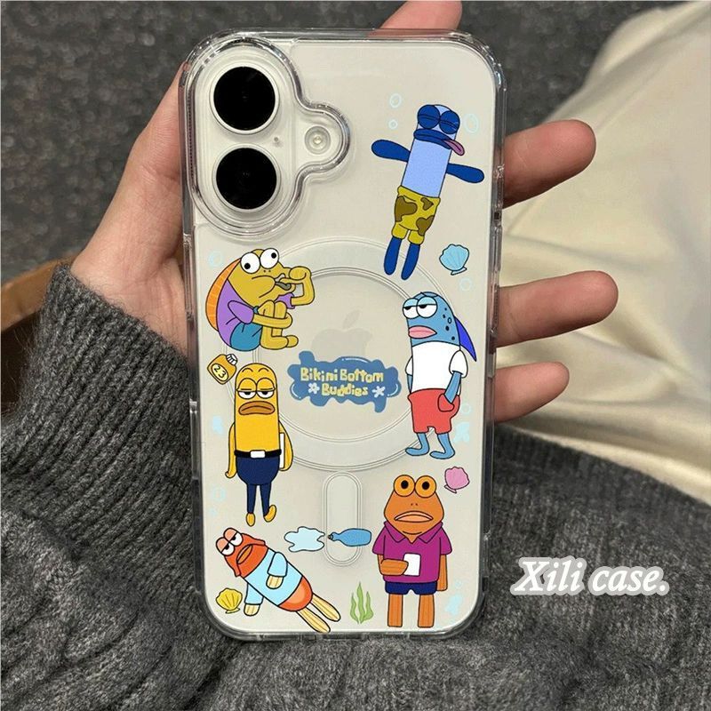 Beechburg Mermaid Suitable for Apple 15Promax Mobile Phone Case 17 16 Transparent Magnetic Case Ai Button 13Pro