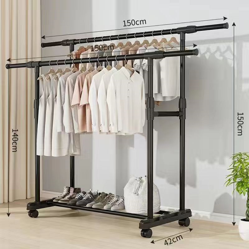 percha de ropa doméstica piso vertical engrosado y engrosado estante de almacenamiento dormitorio balcón una sola fila doble fila percha de ropa