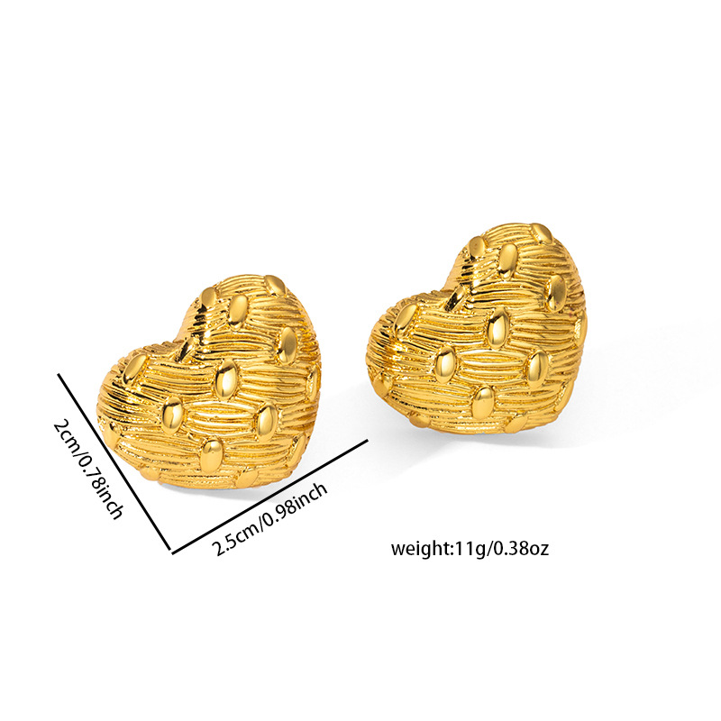 12g Weight 0.03µm Gold Plating Thickness Electroplated Gold Plating Process 201 Stainless Steel Ear Needle Material Golden Plated Plating Material Stone-Free Inlay Material Ear Studs Classification 1 Pair Quantity Daily Occasion 201 Stainless Steel Material Heart Shape, Flower, Spiral Pattern Women's Gender Elegant Style Plating Craft Heart Shape Flower Spiral Titanium Steel Elegant Waterproof Non Tarnish Surgical Steel Ear Studs 25